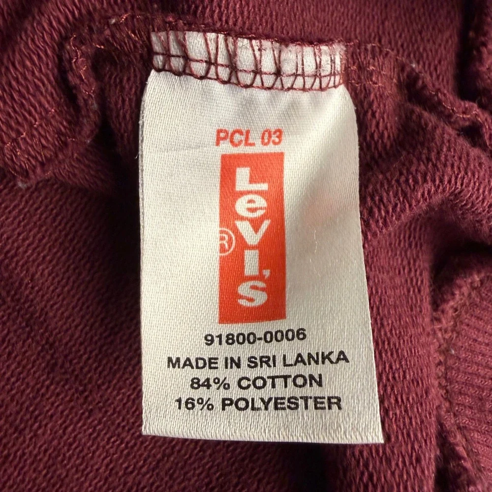 Vintage Levi's Mens L Full Zip Burgundy Maroon Embroidered‎ Logo Full Zip Jacket